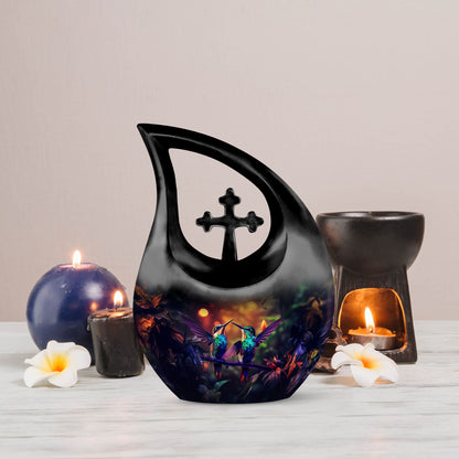 10-inch Humming Bird Cross Drop Cremation Urn