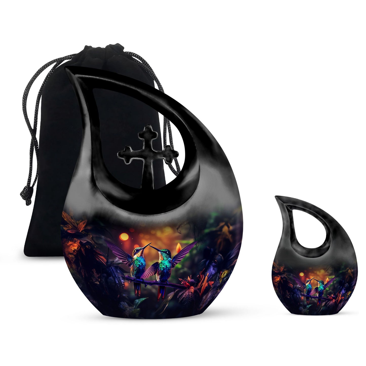 10-inch Humming Bird Cross Drop Cremation Urn