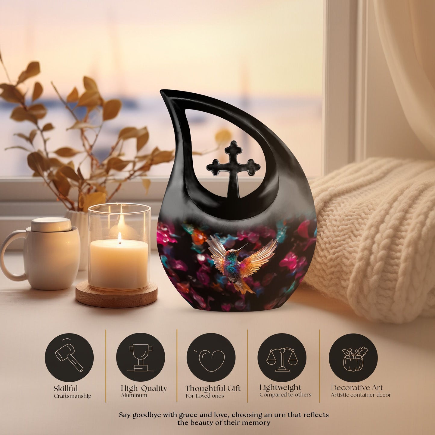 10 Inch Humming Bird Urn