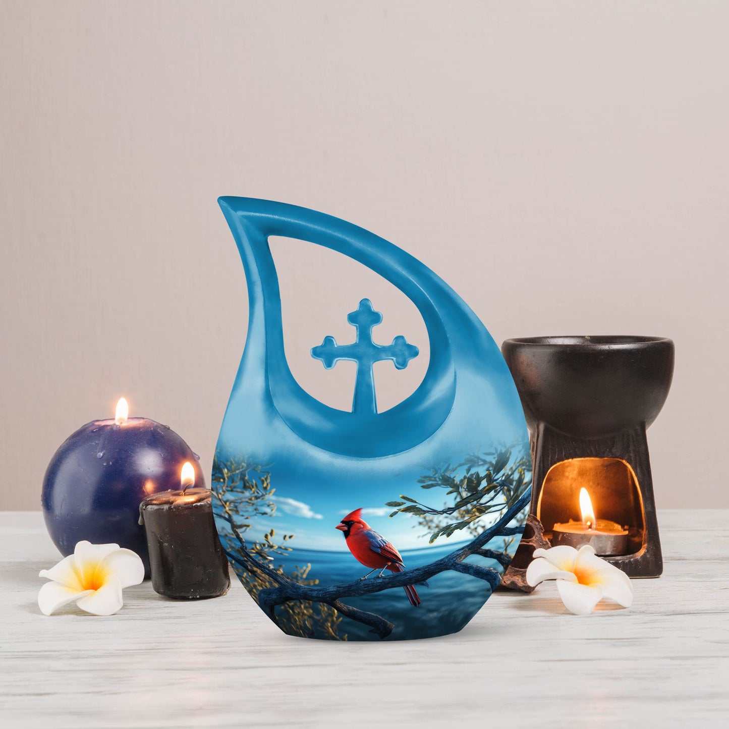 10-inch Cardinal Bird Urn 