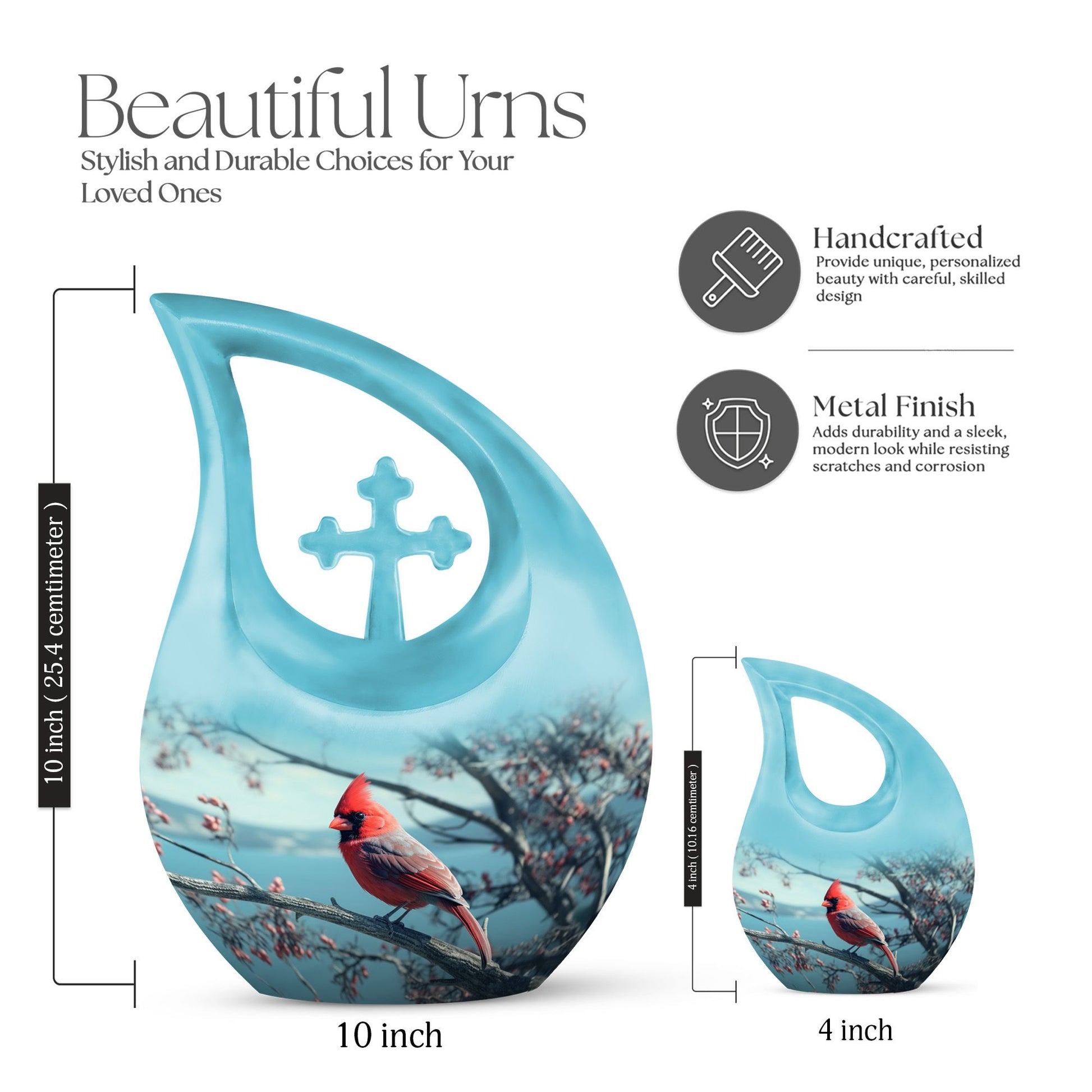 10-inch Cardinal Bird Urn