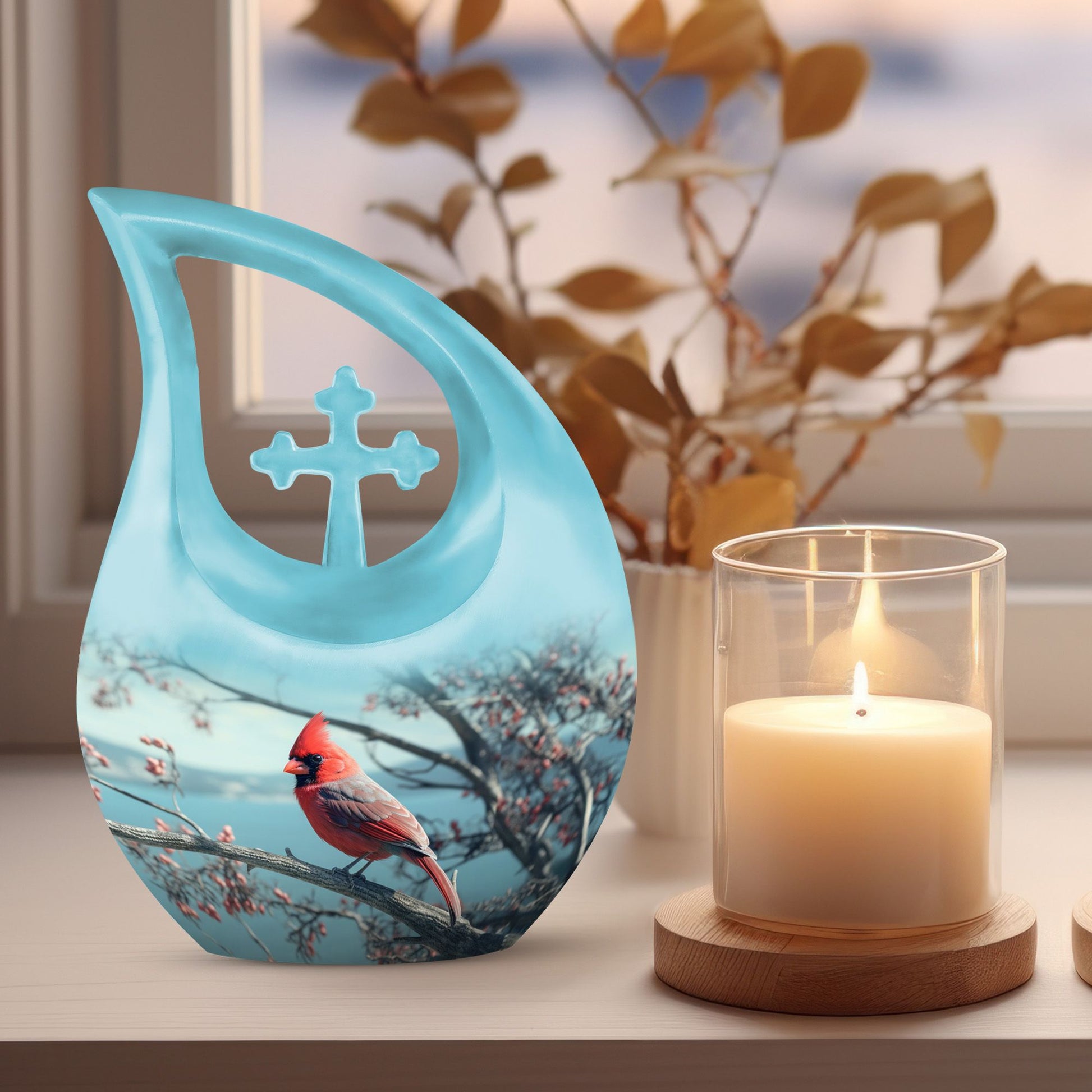 10-inch Cardinal Bird Urn
