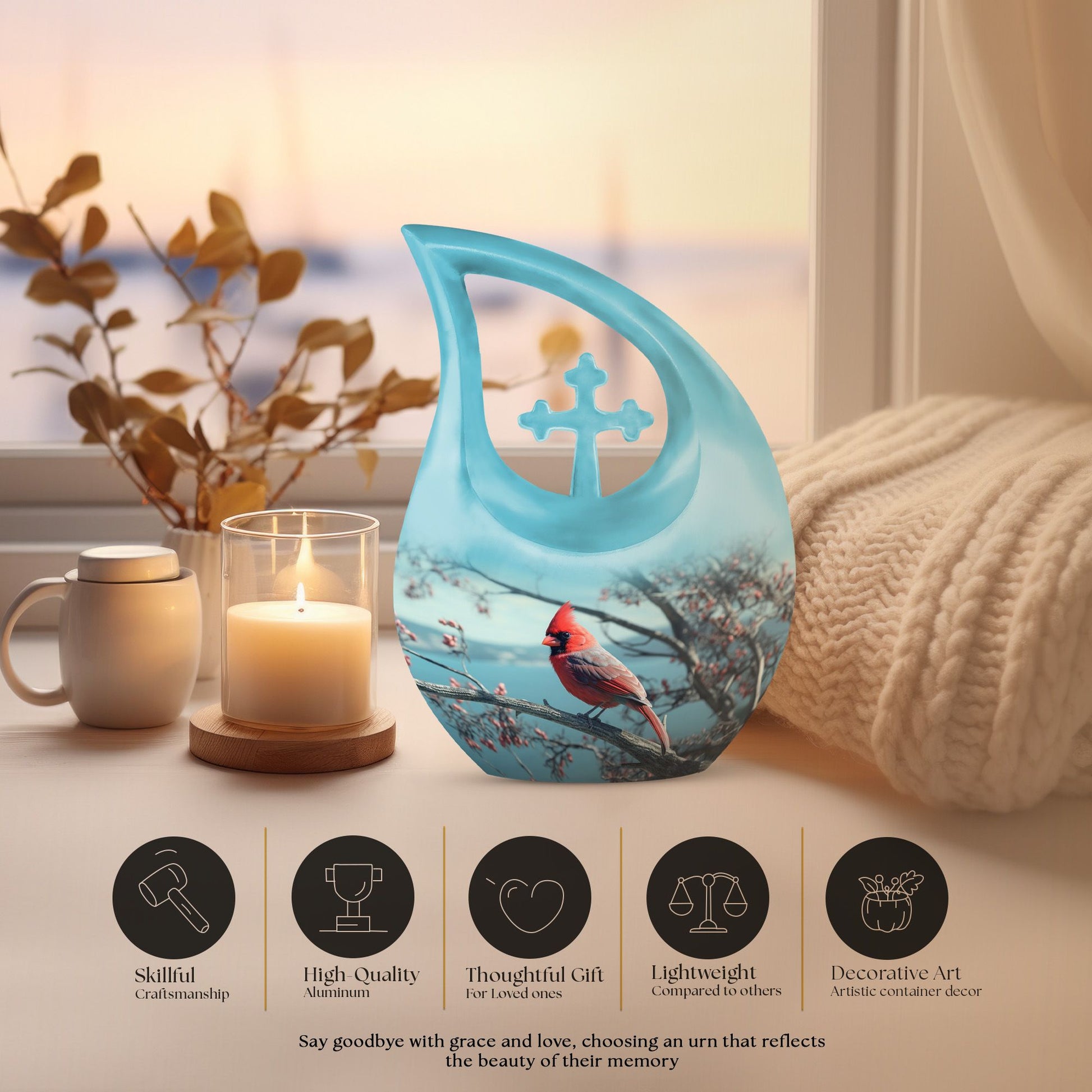 10-inch Cardinal Bird Urn