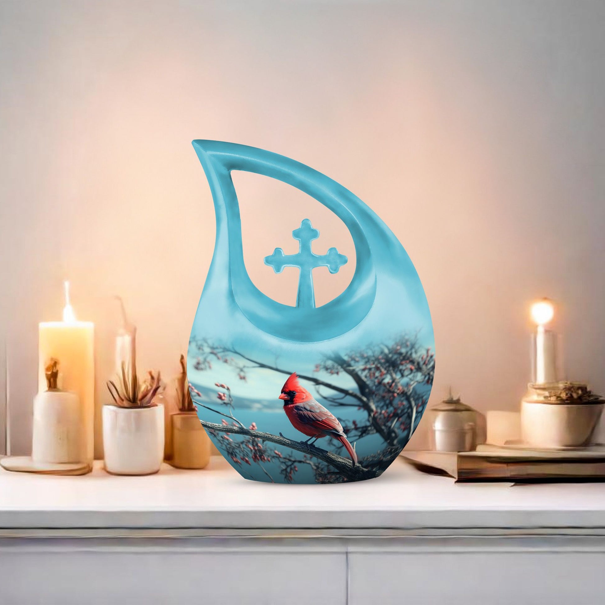 10-inch Cardinal Bird Urn