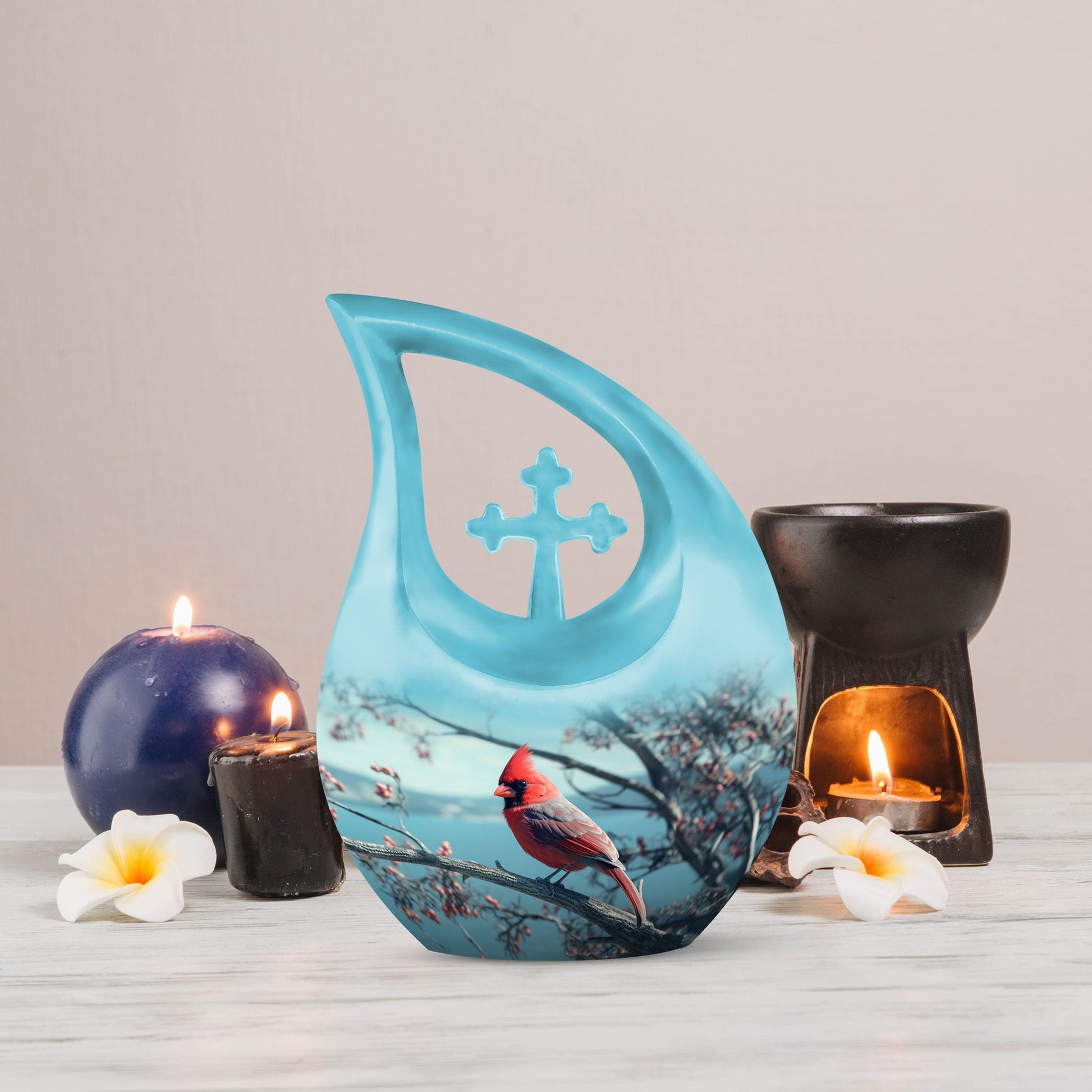 10-inch Cardinal Bird Urn