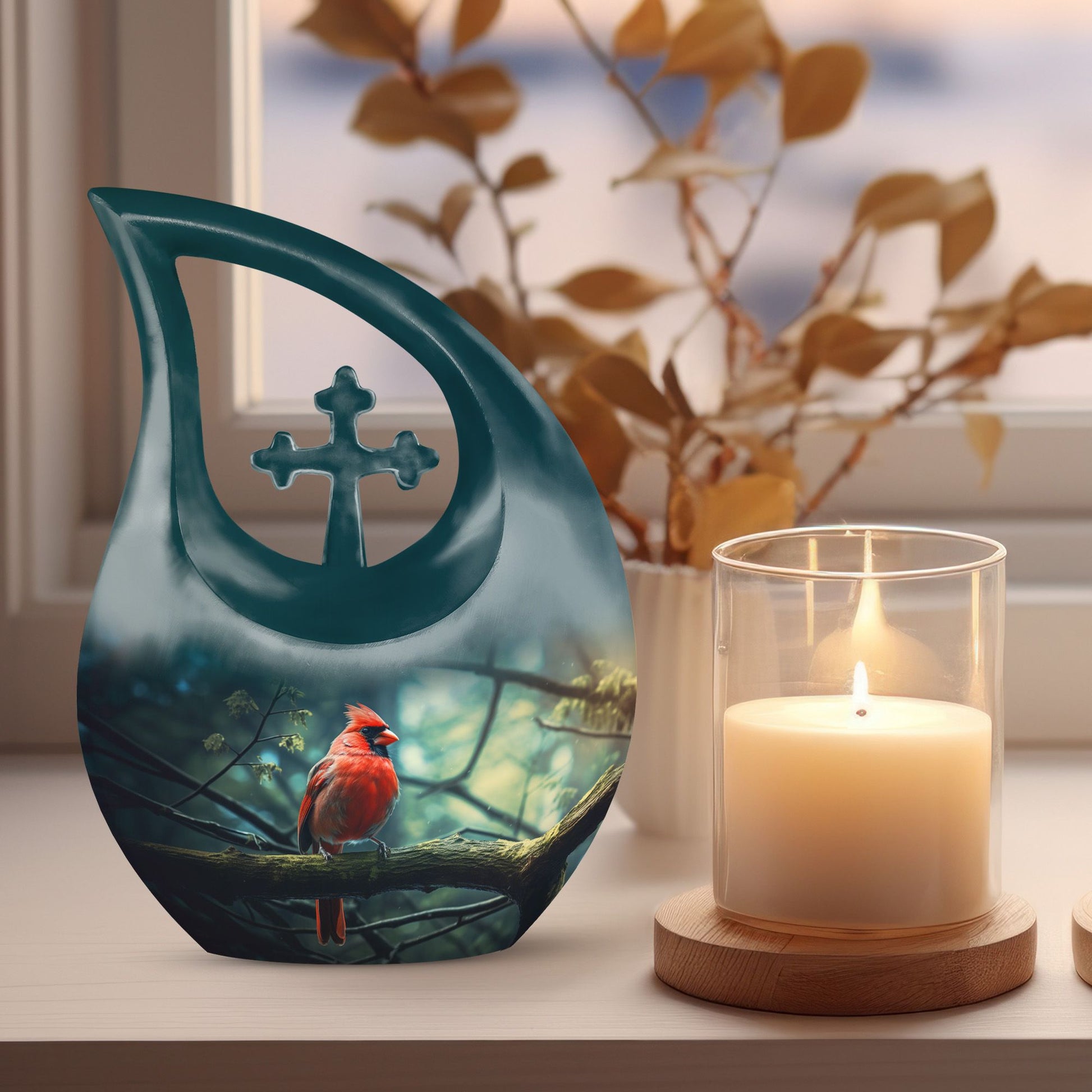 10-inch Cardinal Bird Urn