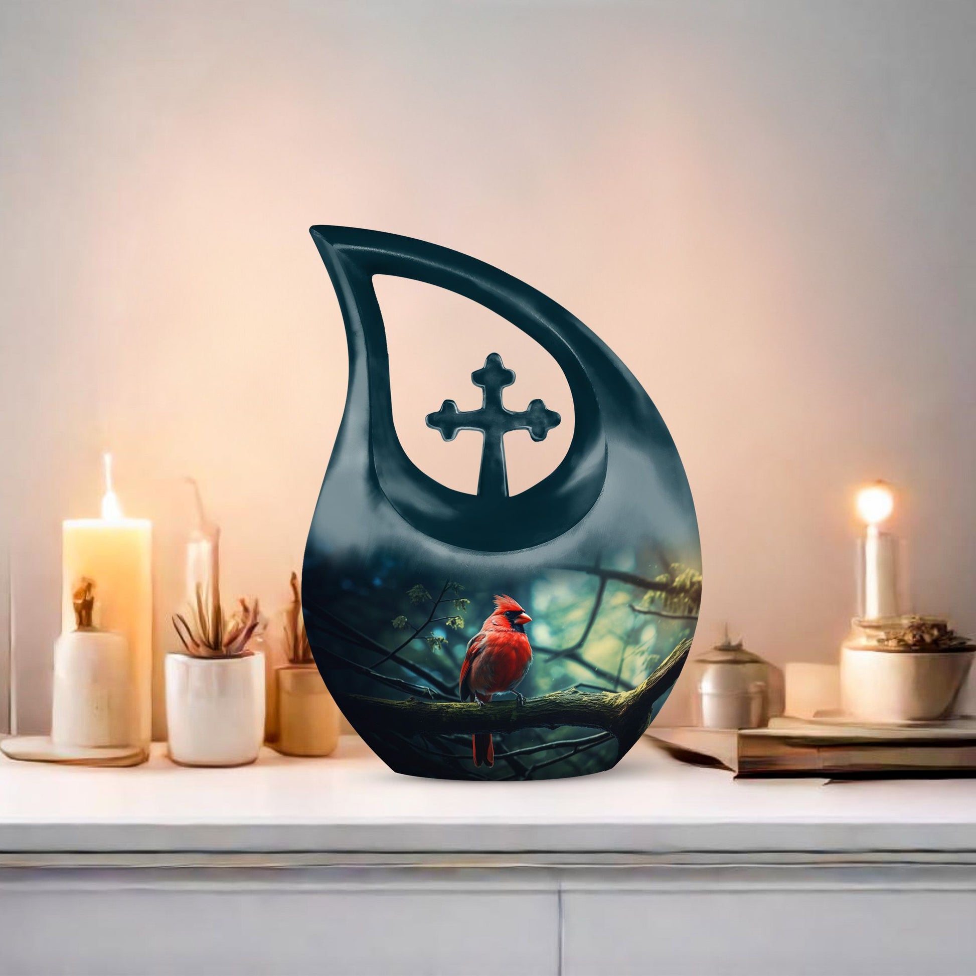 10-inch Cardinal Bird Urn