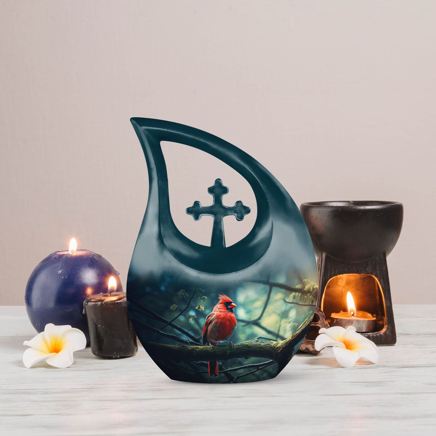 10-inch Cardinal Bird Urn