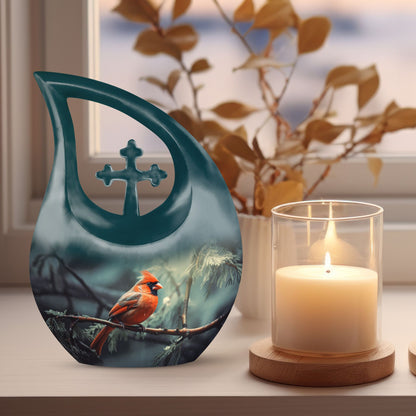 10-Inch Aluminium Cardinal Bird Urn 