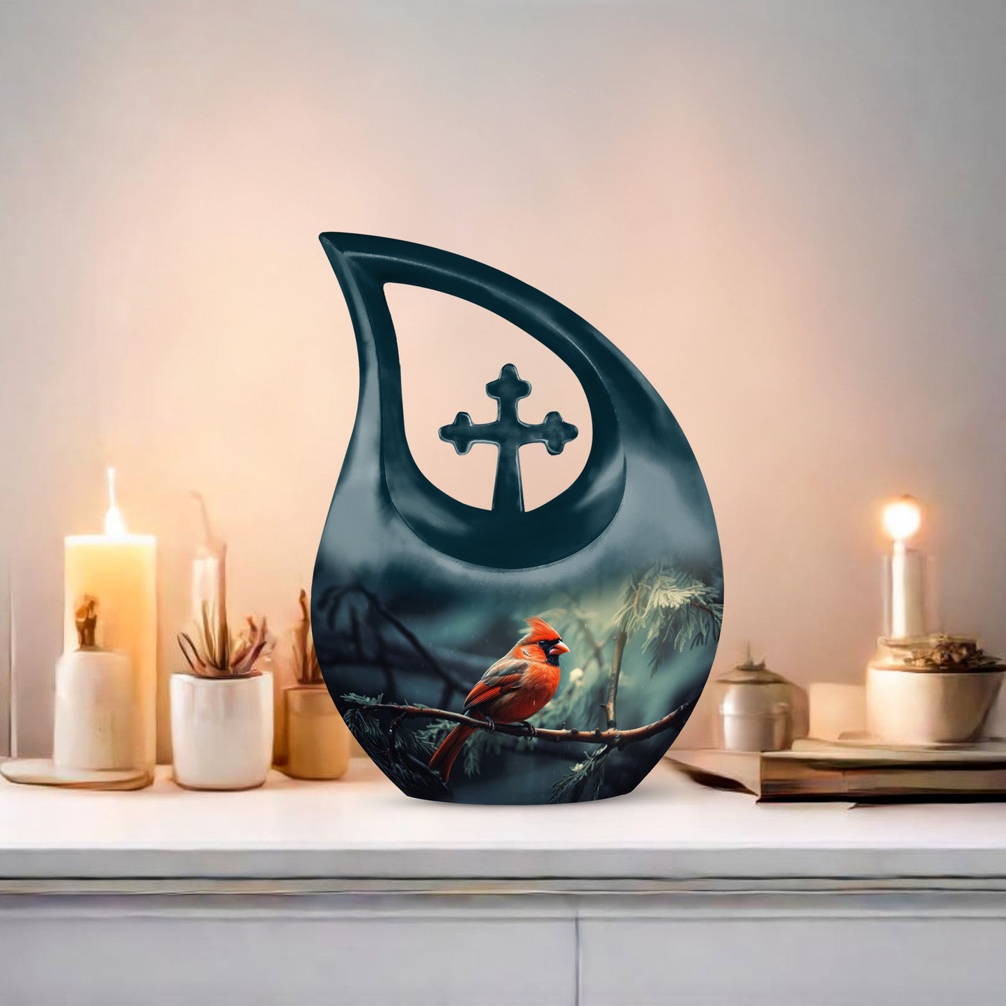 10-Inch Aluminium Cardinal Bird Urn 