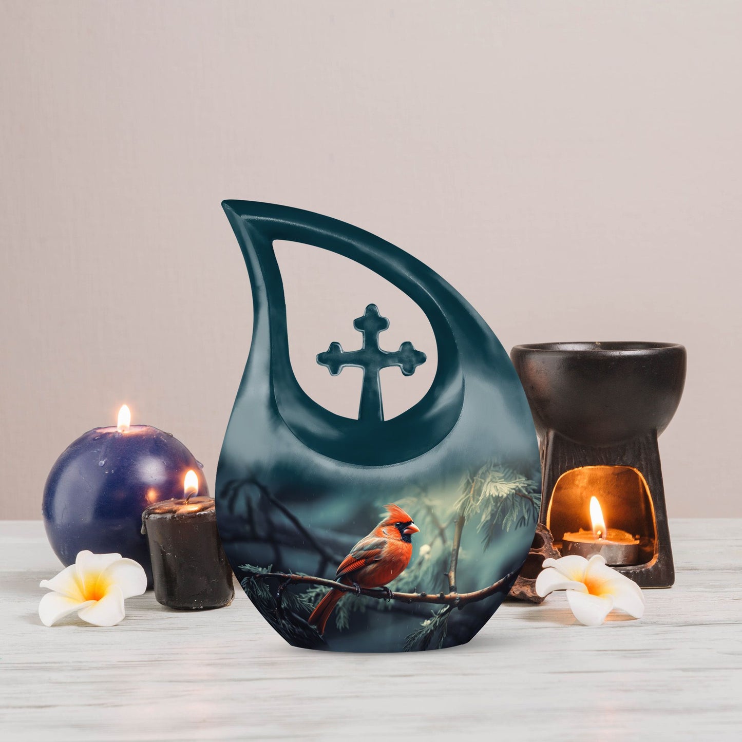 10-Inch Aluminium Cardinal Bird Urn 
