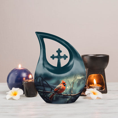 10-Inch Aluminium Cardinal Bird Urn 