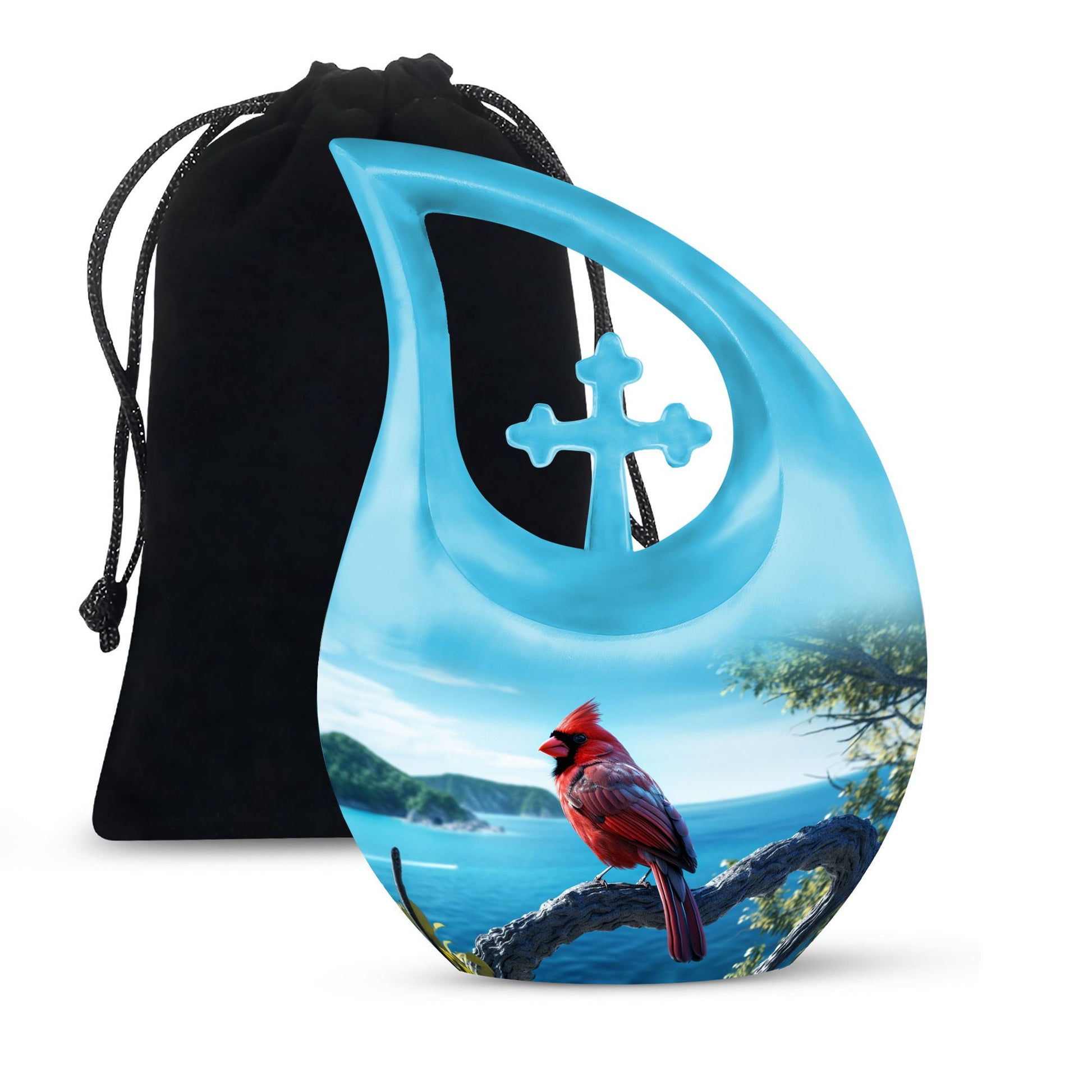 10-inch Cardinal Bird Urn, 