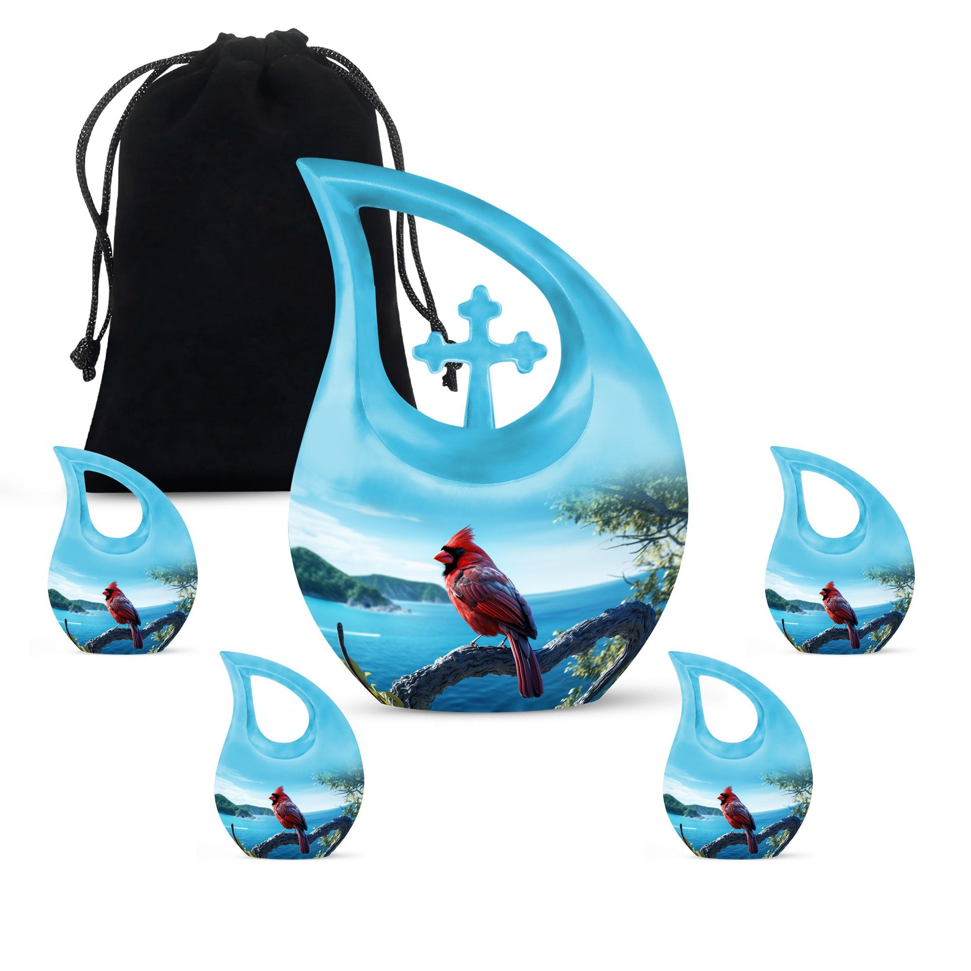 10-inch Cardinal Bird Urn, 