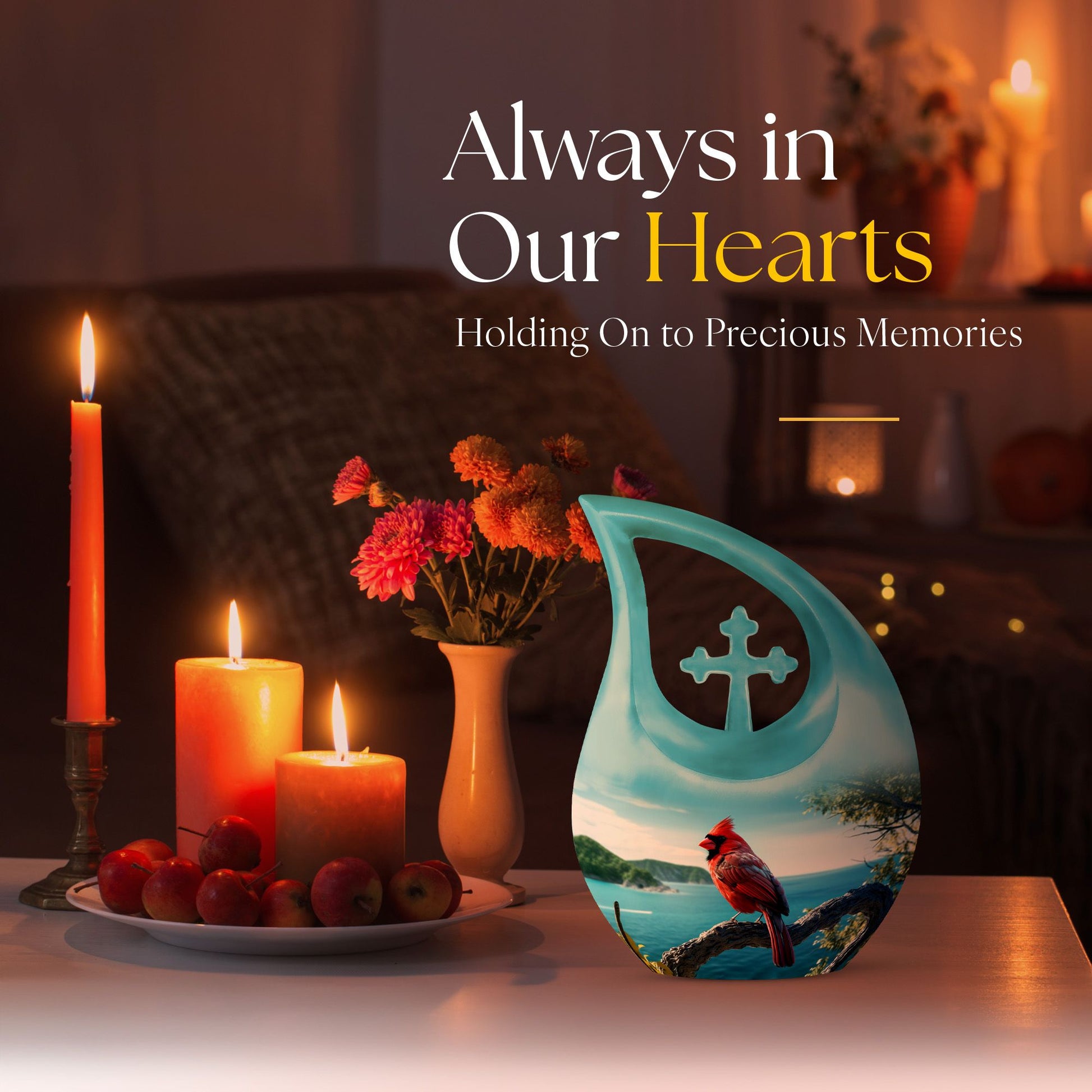 10-inch Cardinal Bird Urn, 