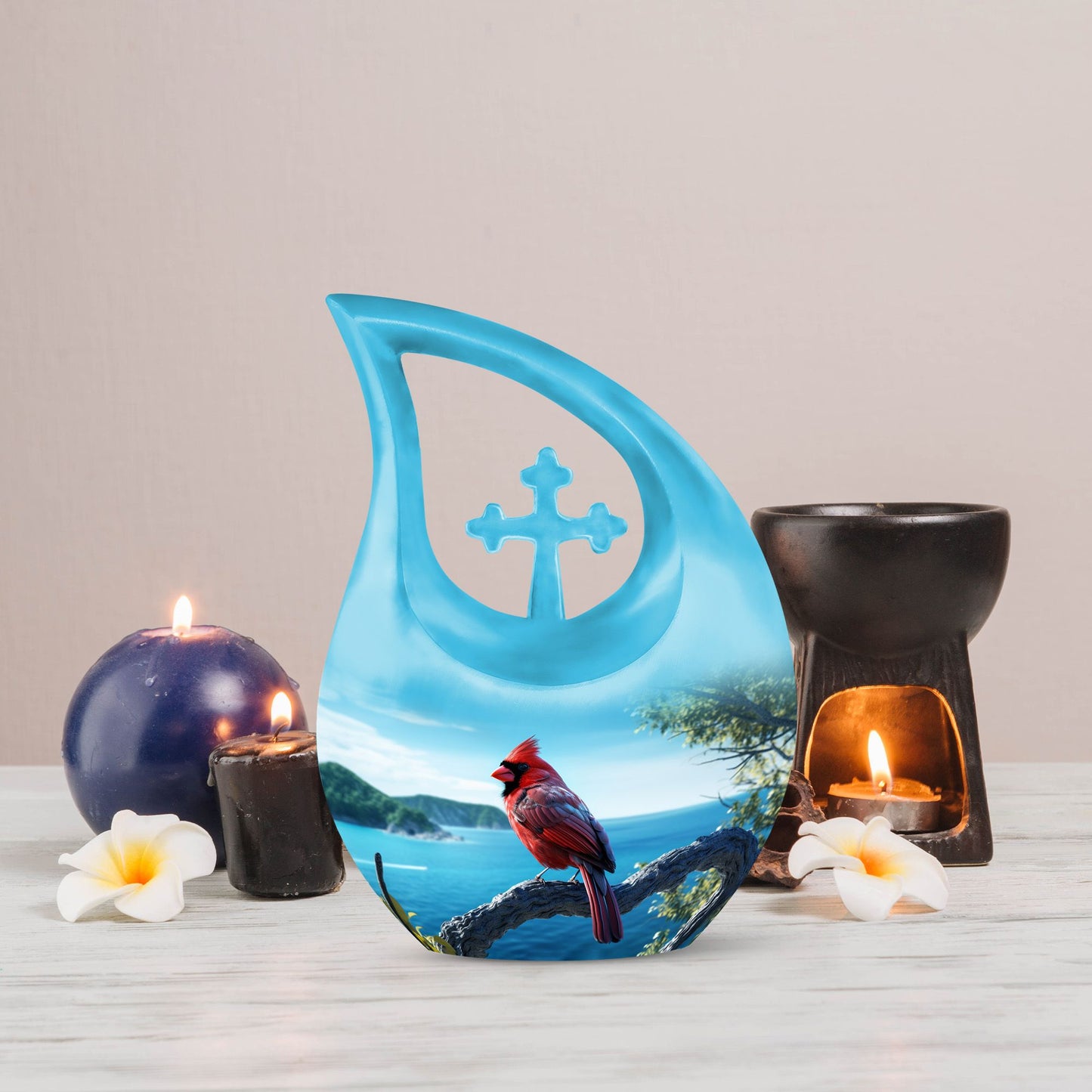 10-inch Cardinal Bird Urn, 