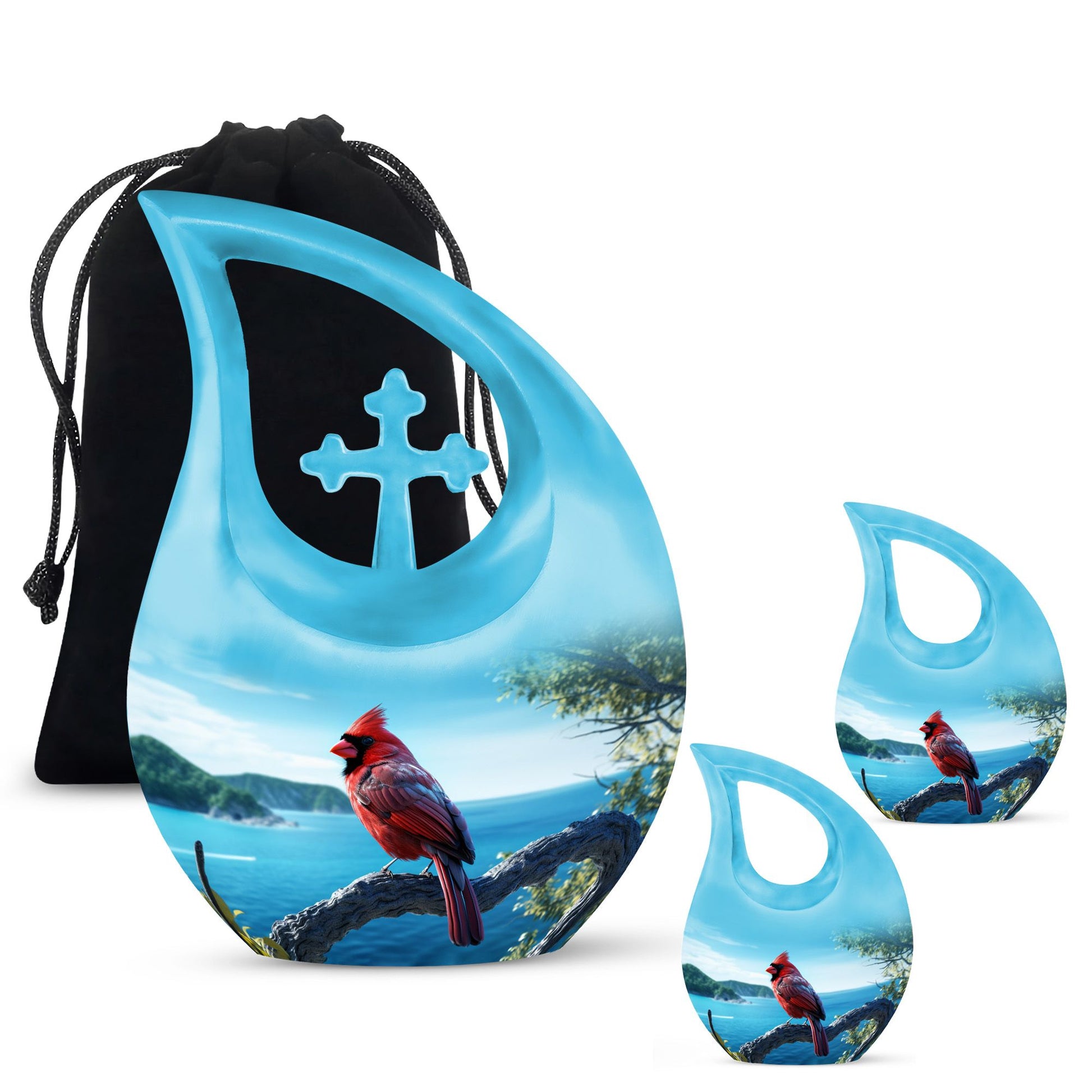 10-inch Cardinal Bird Urn, 