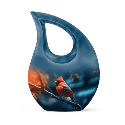Cardinal Bird themed Cross Drop urn 