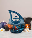 Cardinal Bird themed Cross Drop urn 
