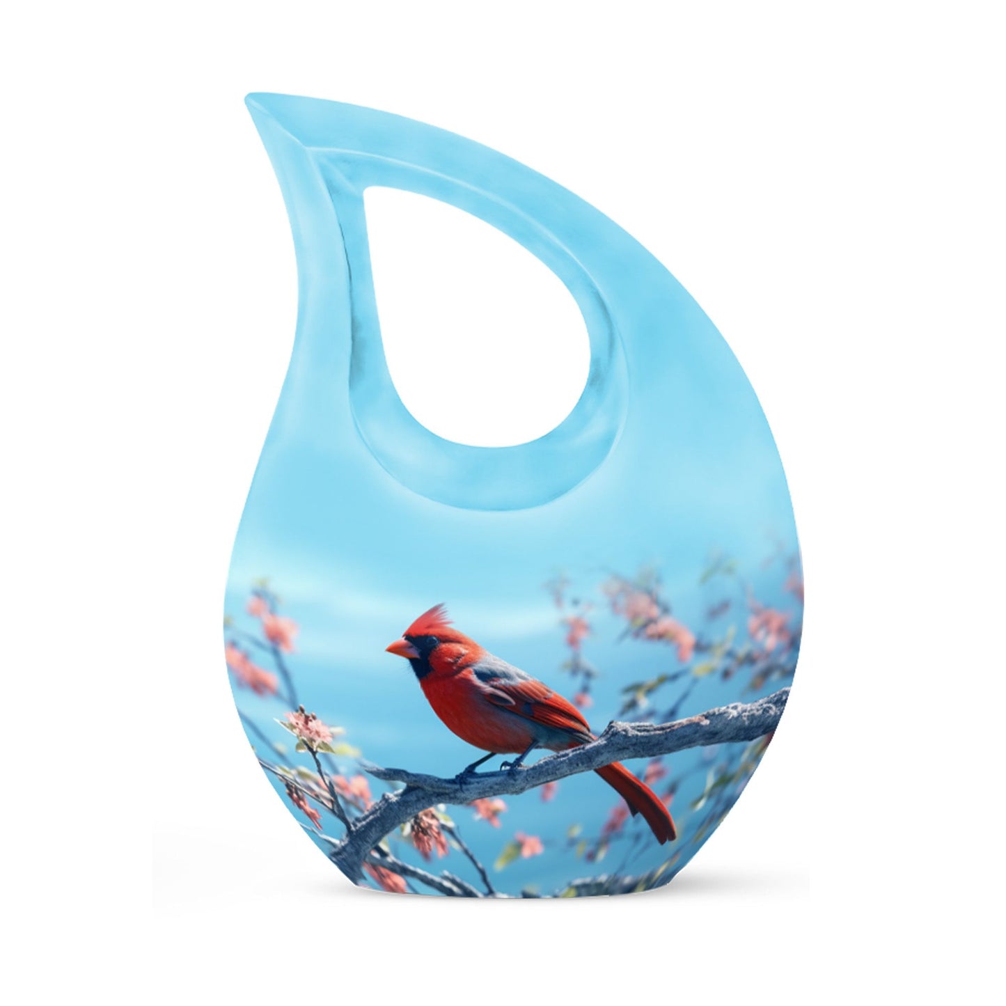 10 inch cross drop Cardinal Bird urn 