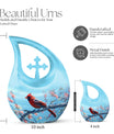 10 inch cross drop Cardinal Bird urn 