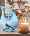 10 inch cross drop Cardinal Bird urn 