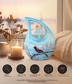 10 inch cross drop Cardinal Bird urn 