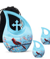 10 inch cross drop Cardinal Bird urn 