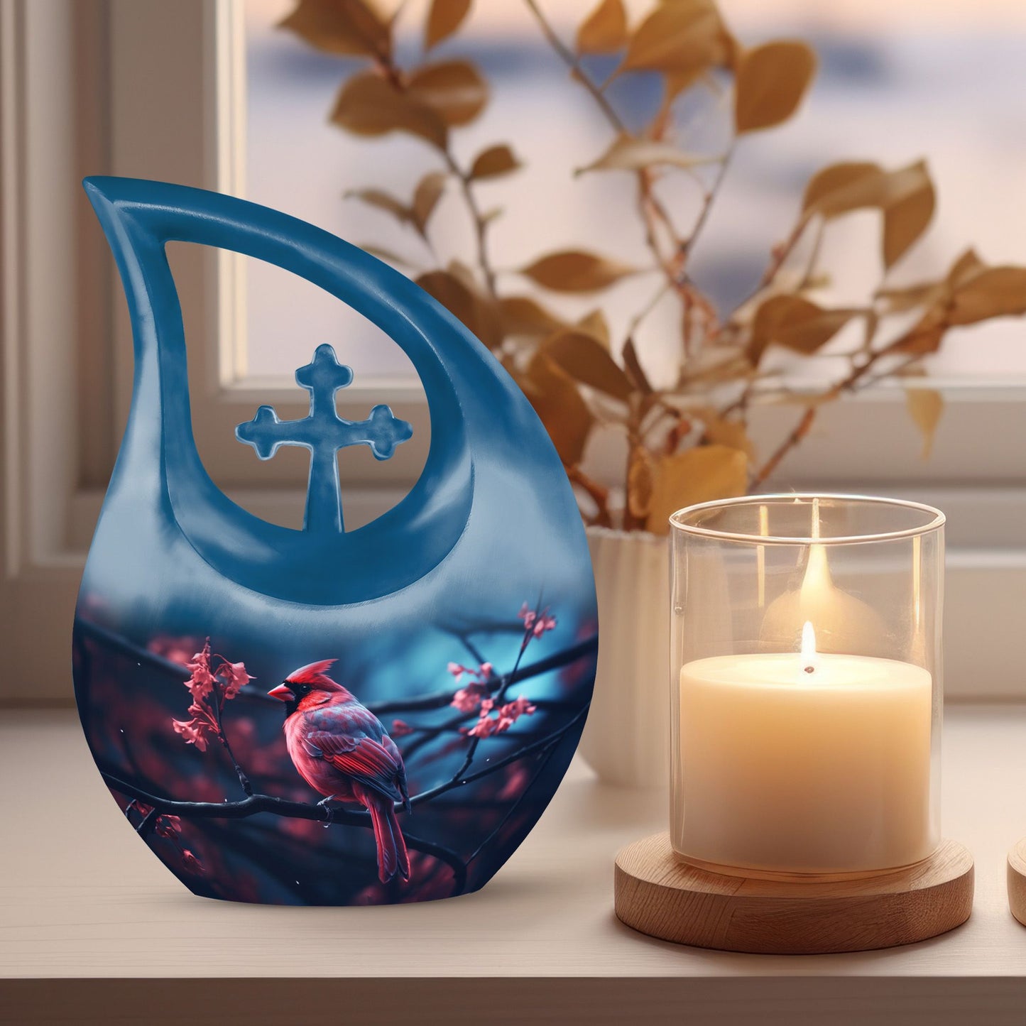 10-inch Cardinal Bird Urn 