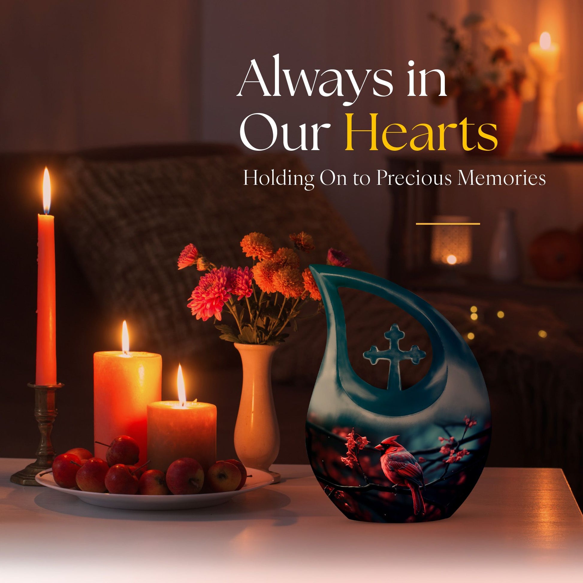 10-inch Cardinal Bird Urn 