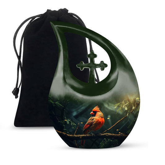 10 inch Cardinal Bird urn 