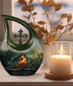 10 inch Cardinal Bird urn 