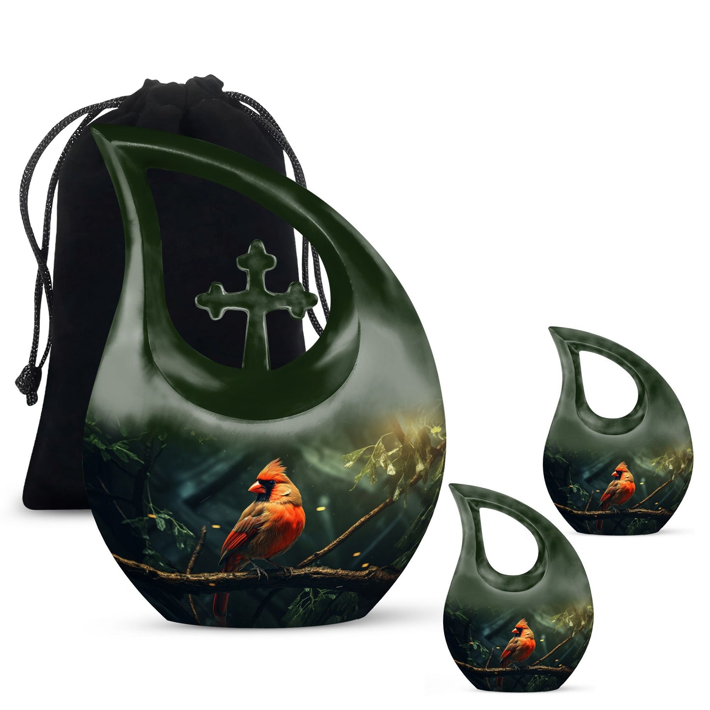 10 inch Cardinal Bird urn 