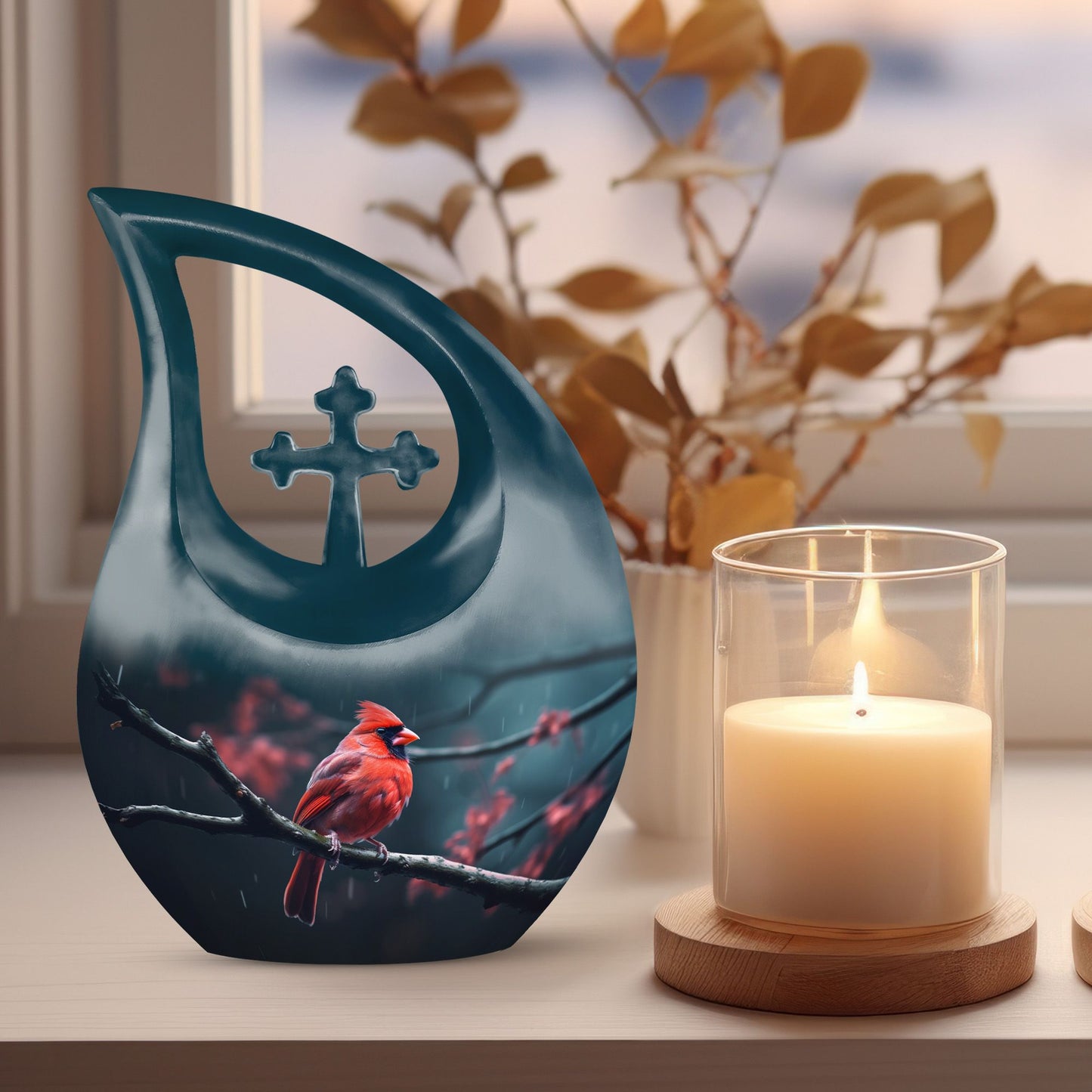 10 Inch Cardinal Bird Urn