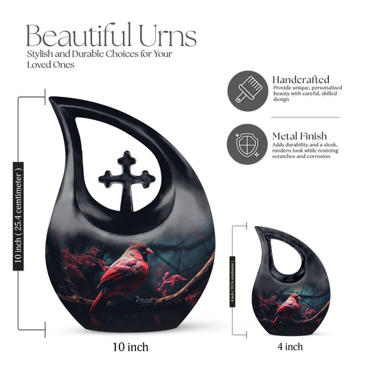 10 Inch Cardinal Bird Urn 