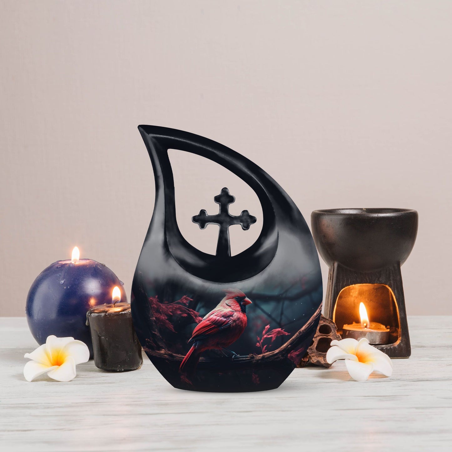 10 Inch Cardinal Bird Urn 