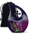 10 inch purple hummingbird and cross drop design urn