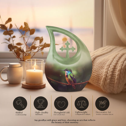 10-inch Cross Drop Humming Bird Urn 