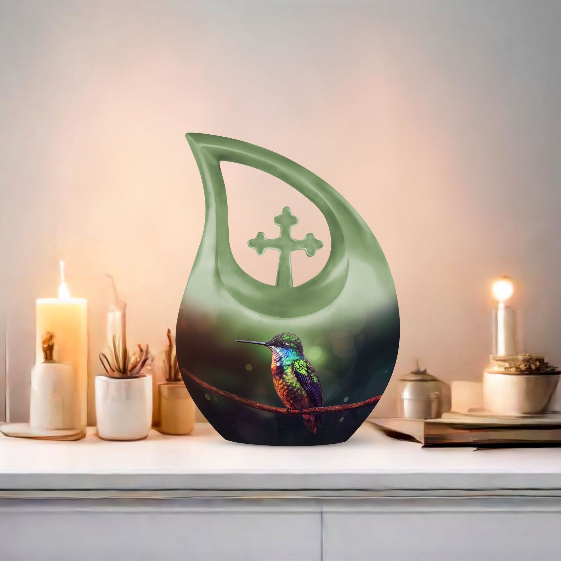 10-inch Cross Drop Humming Bird Urn 