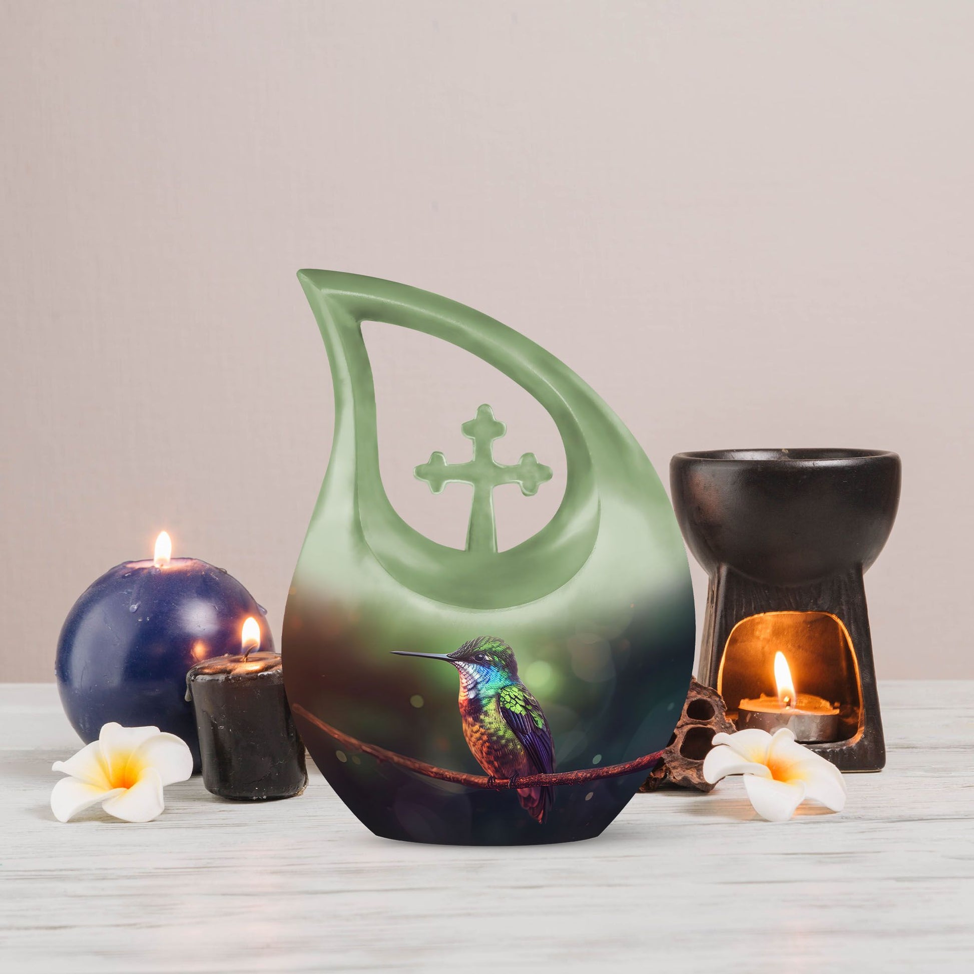 10-inch Cross Drop Humming Bird Urn 