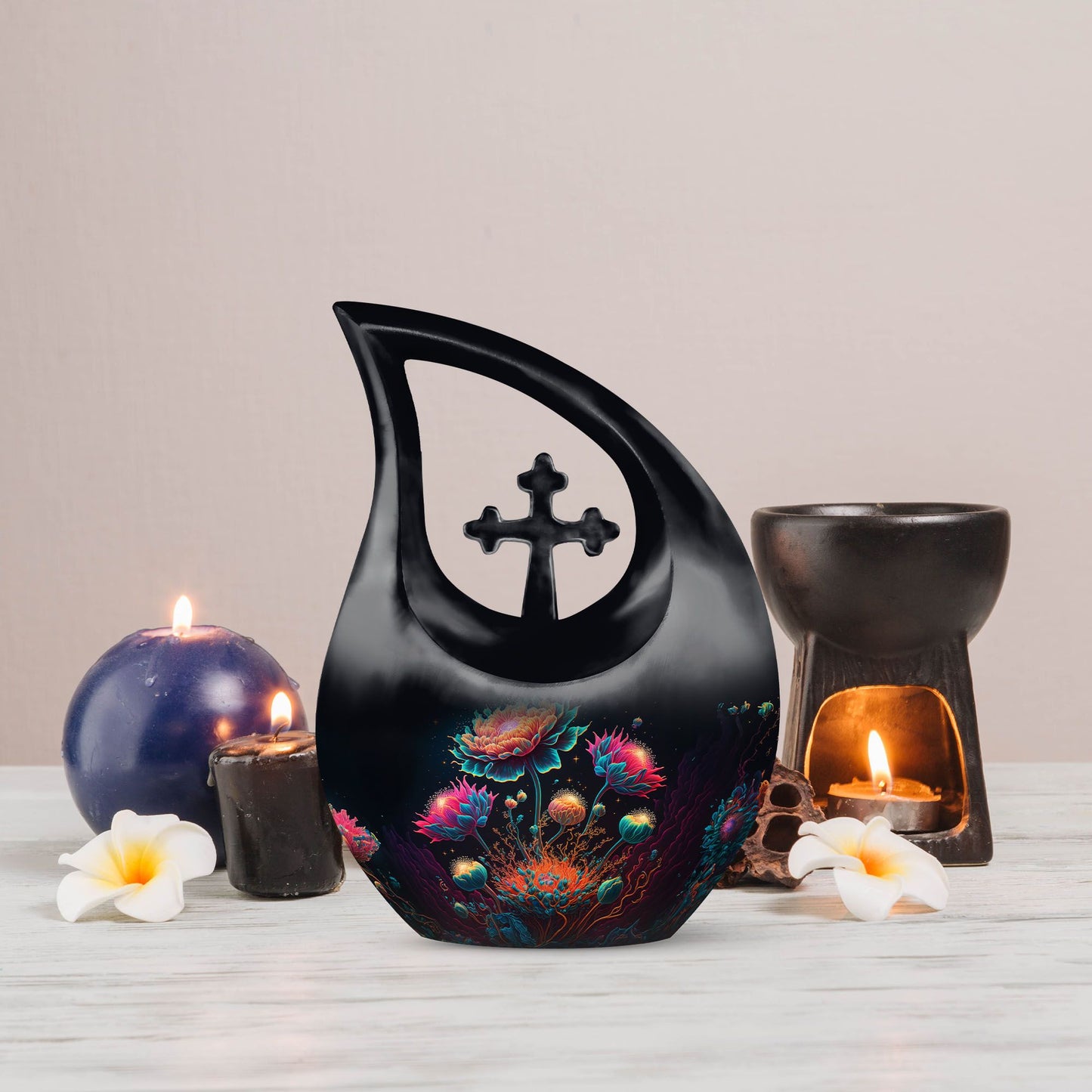 10-Inch Brightly Colored Flowers Urn