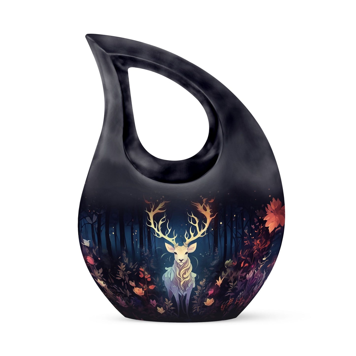 Large 10 inch majestic deer running urn 