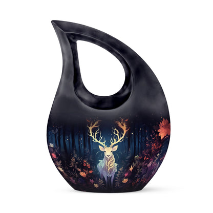 Large 10 inch majestic deer running urn 