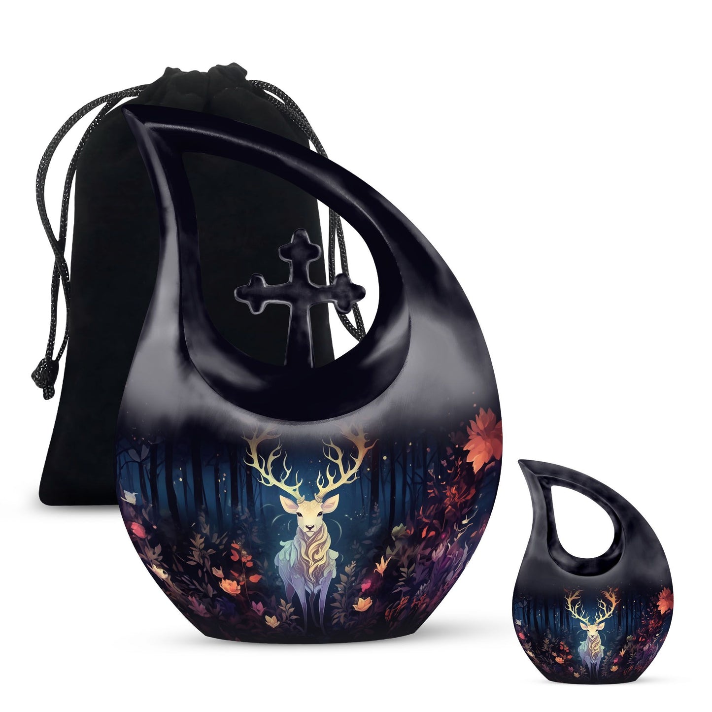 Large 10 inch majestic deer running urn 