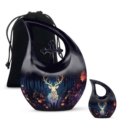 Large 10 inch majestic deer running urn 