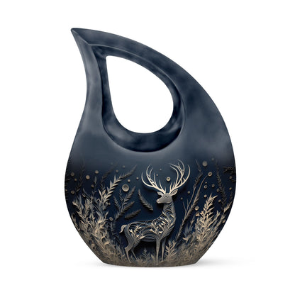 Majestic Deer in Aluminium Cross Drop Urn,