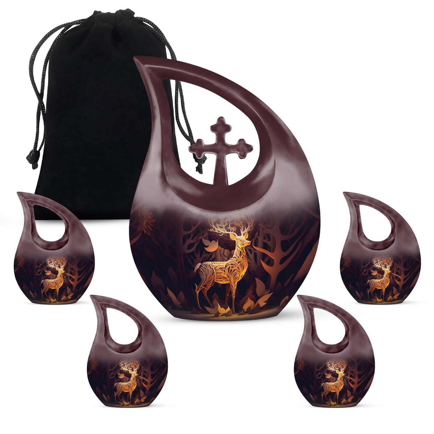 Majestic Golden Deer Large Urn