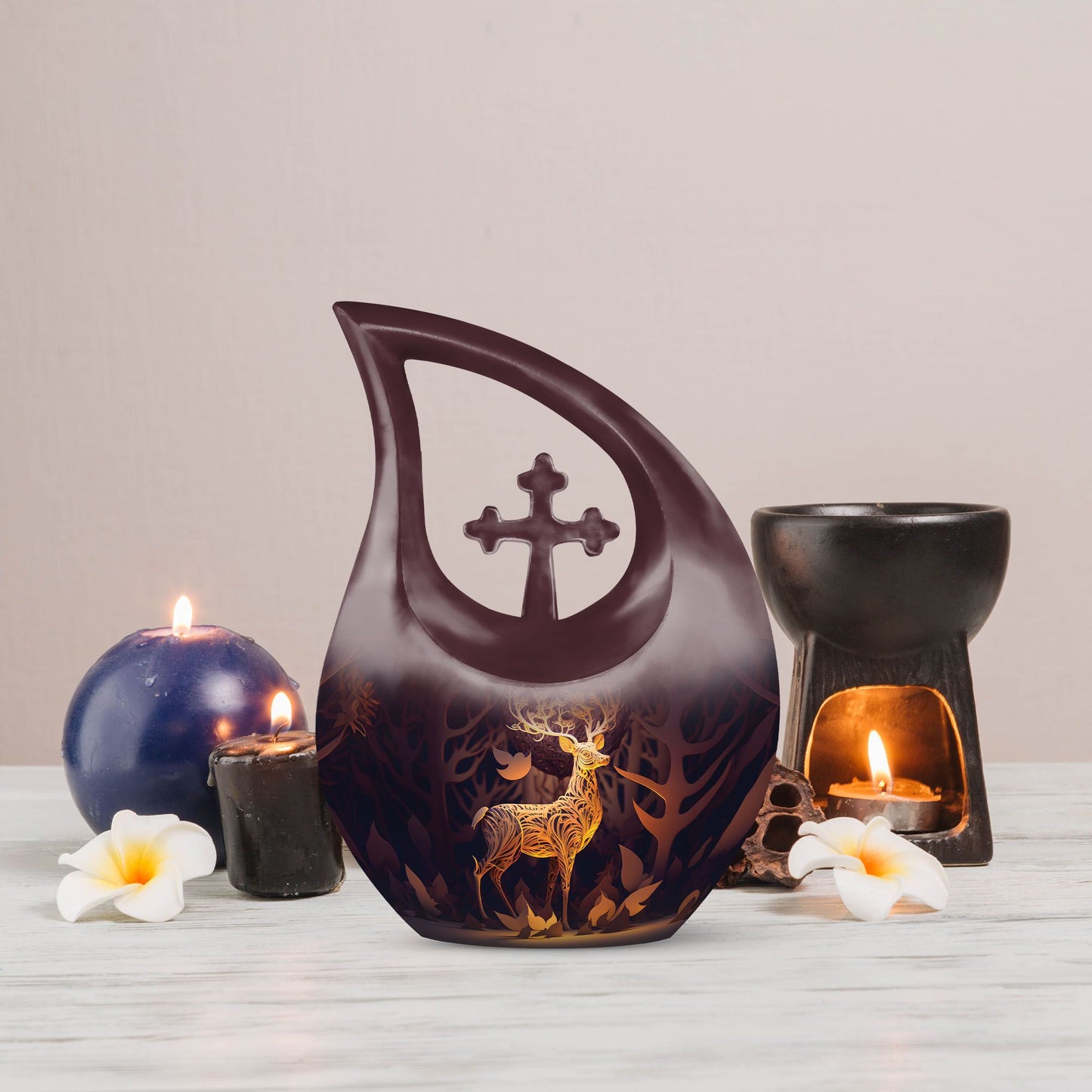 Majestic Golden Deer Large Urn