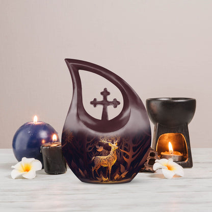 Majestic Golden Deer Large Urn