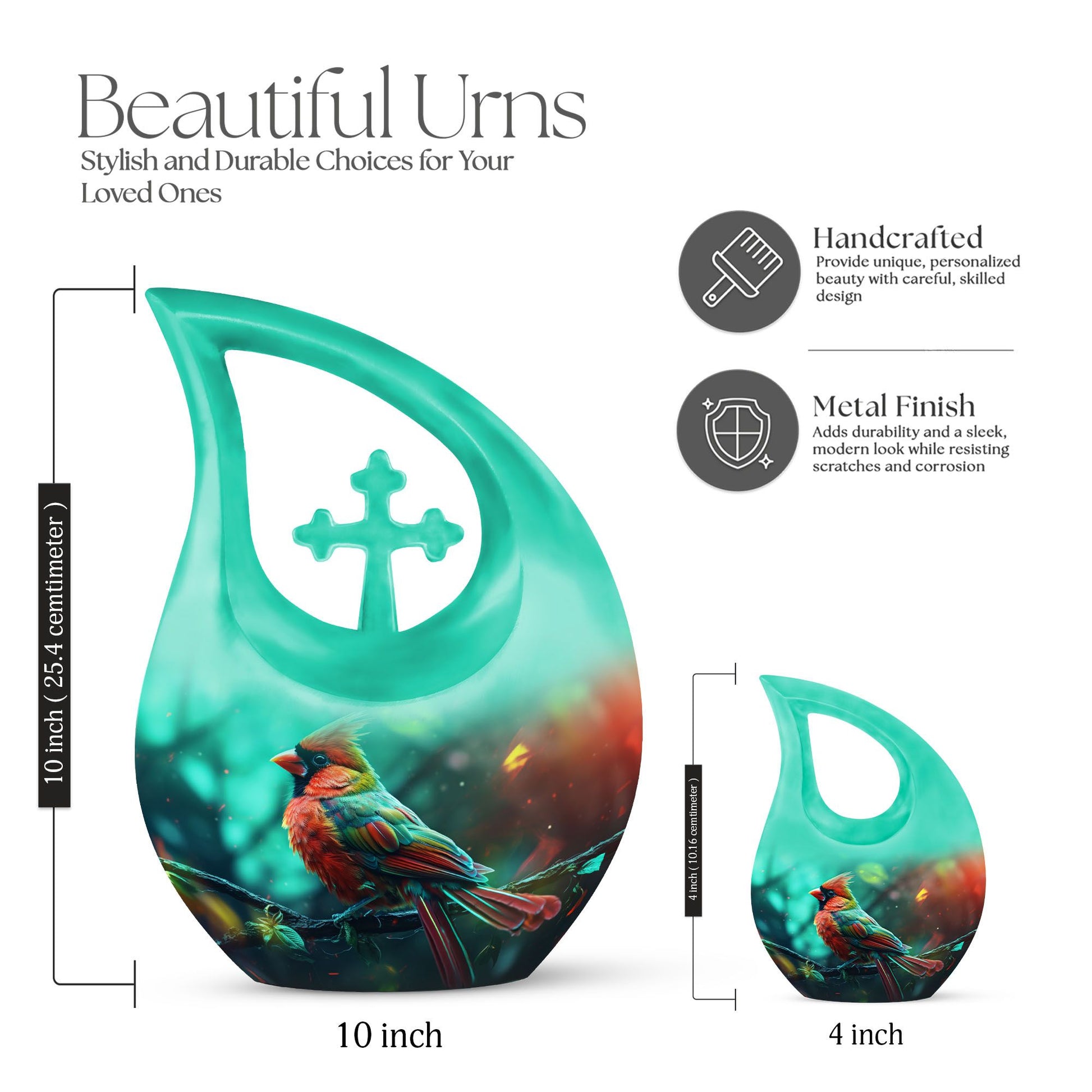 10 Inch Cardinal Bird Urn